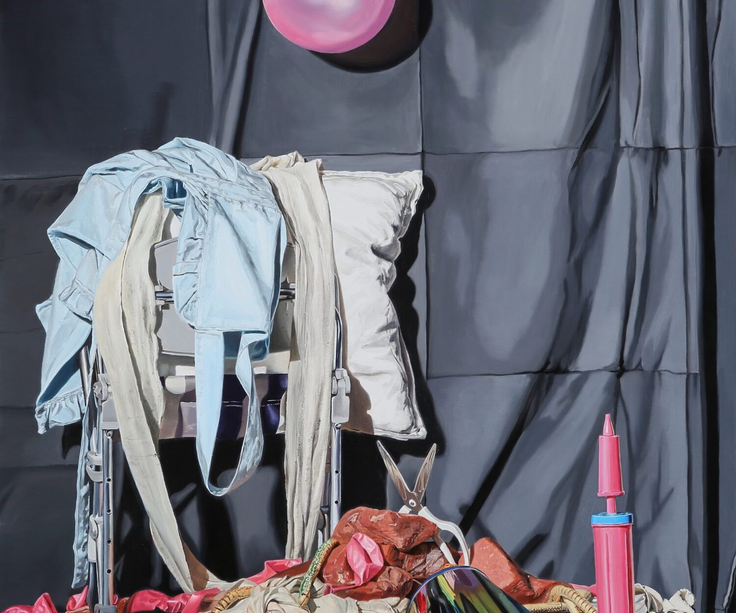 죽은 정물화(dead still life)_꽃, 뱀, 고깃덩어리 그리고 앞치마